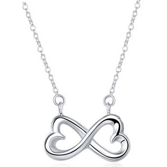 Sterling Silver Plated Infinity Heart Pendant Necklace - Picture 3 of 3